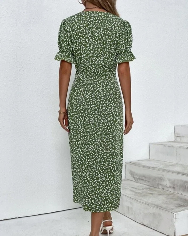 Melia | Bloemen V-Hals Jurk