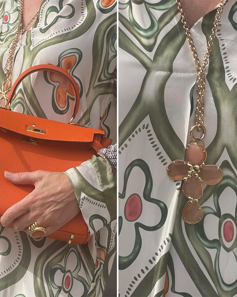 CINDY - Relaxte jurk met lange mouwen en bloemenprint