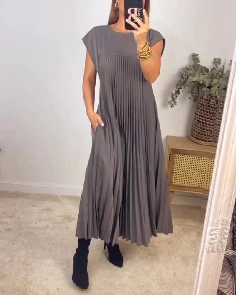 Kimberly - Mouwloze geplooide jurk