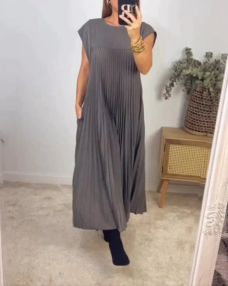 Kimberly - Mouwloze geplooide jurk