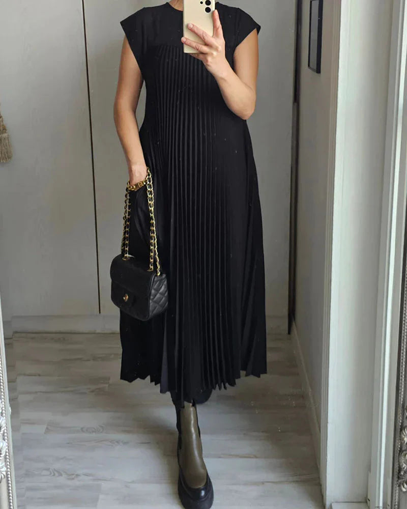 Kimberly - Mouwloze geplooide jurk