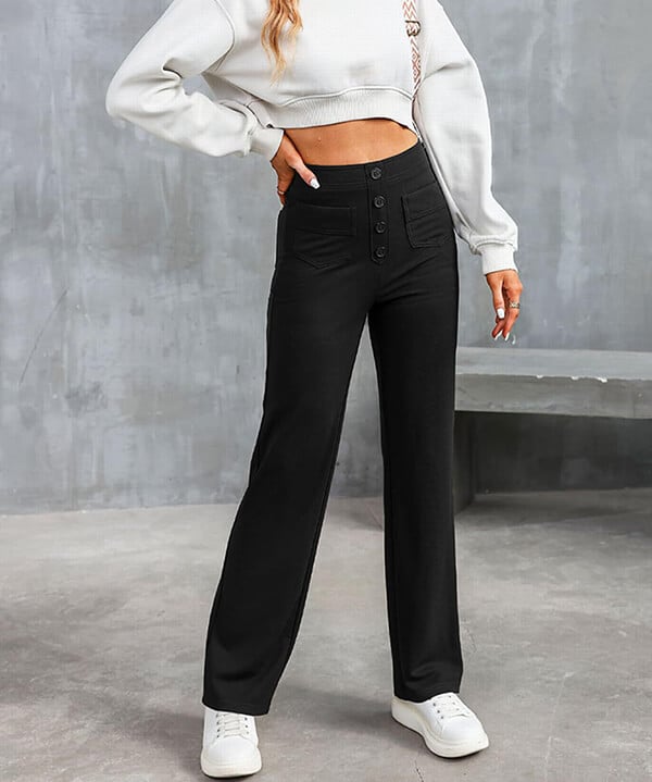 LILY - High waisted elastische casual broek