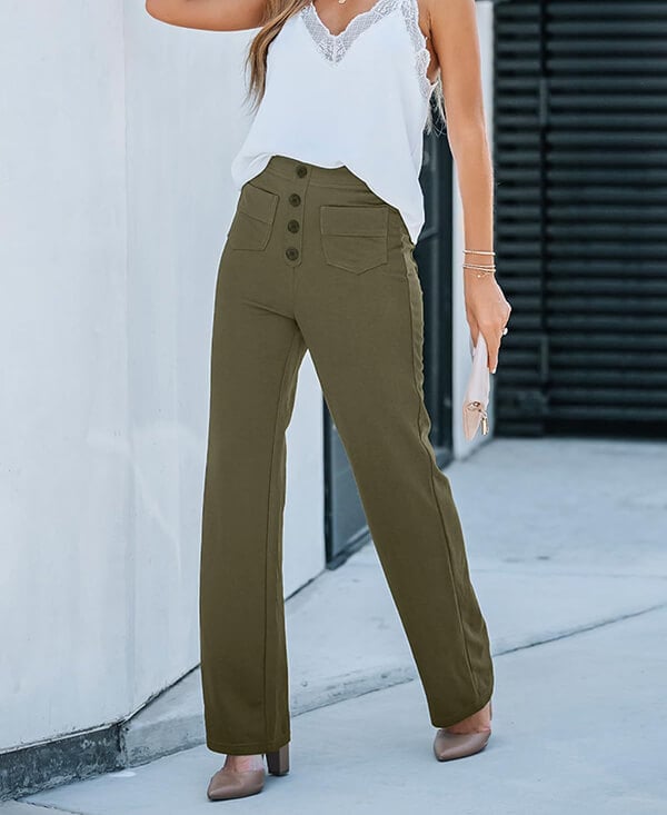 LILY - High waisted elastische casual broek