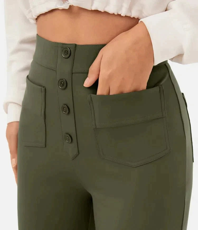 LILY - High waisted elastische casual broek