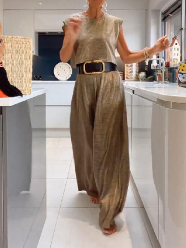 Erica - Casual Glossy Vest en Wijde broek set