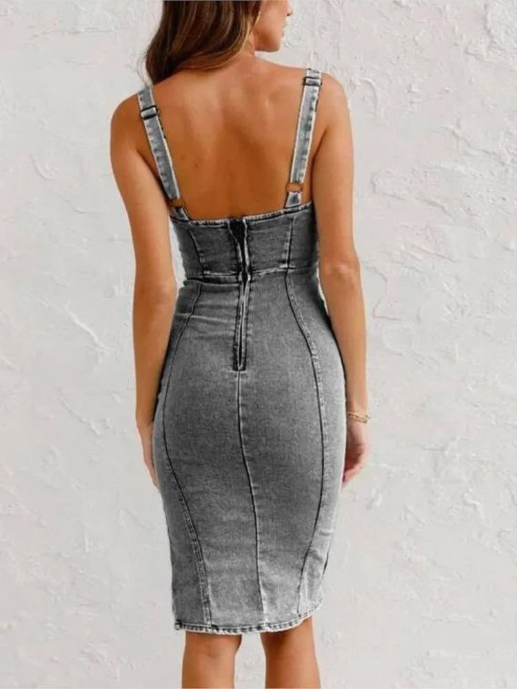 Jarra™ - Denimjurk met Verstelbare Bandjes
